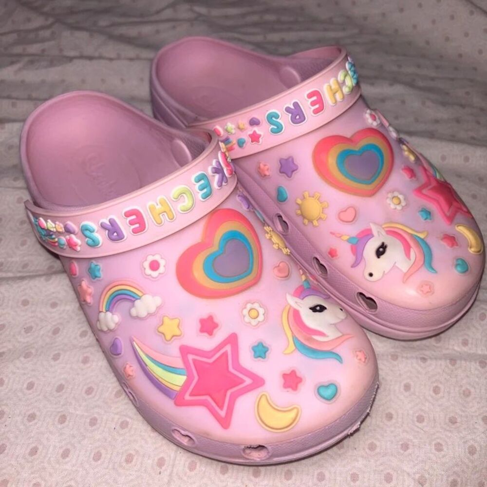 Skechers Foamies Girls Heart Charmer Unicorn Clogs Y2K Whimsy Kawaii pink size 3
